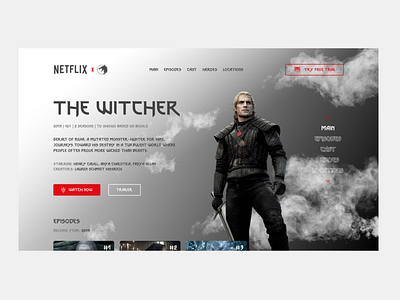The Witcher/Netflix - UI Design - #3 Shots branding design logo netflix series the witcher ui ux web website witcher
