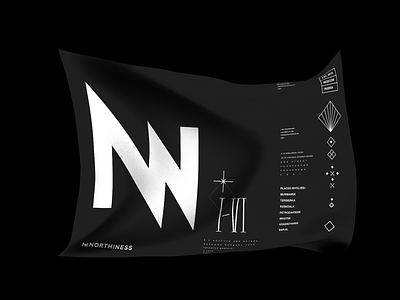 Northiness flag 3d 3d animation animation black black and white branding cinema 4d cinema4d flag logo minimal typogaphy wind