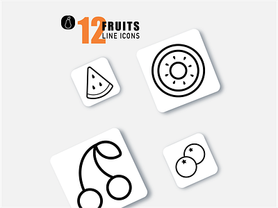 12 FRUITS Line Icons app avocado berries blueberry design diet food fruits grape graphic design healthy icon illustration illustrator kiwi lifestyle meal melon vector