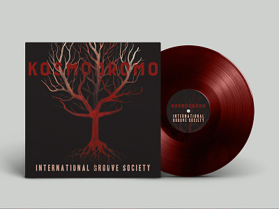 Kosmodromo - International Groove Society - Vinyl Cover black branches first groove halftones illustration international kosmodromo red roots screen print society tree vintage vinyl vinyl cover vinyl record wood