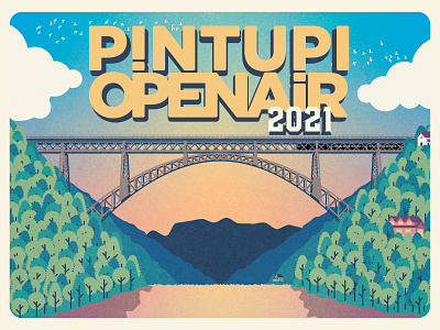 Pintupi Open Air 2021 - Music Festival 2021 adda arci pintupi brianza bridge country design festival graphic illustration italy logo minimal music music festival open air river tree vector vintage