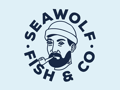 Seawolf clothing face fisherman illustration line art nautical ocean sailor sea seawolf tattoo vintage