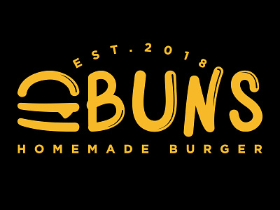 Buns - Homemade Burger - Logo branding bubble buns burger fast food food hamburger handmade identity illustration line art logo