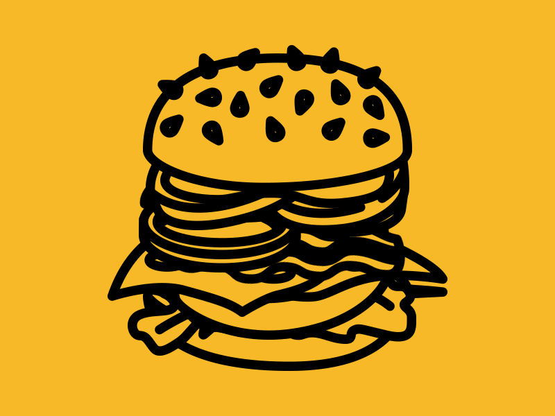 Buns Burger animation branding buns burger gif handmade illustration ingredients line line art motion vector
