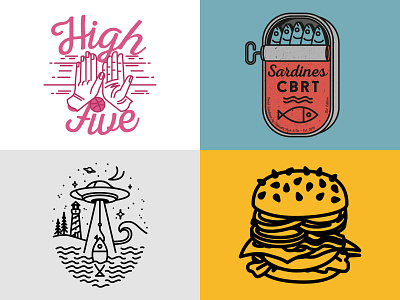 2018 branding burger debut design handmade illustration line line art logo ufo vector vintage