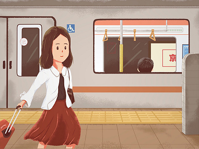 幸福与迷 - Happiness and mystery design girl illustration medibang noise photoshop subway trip