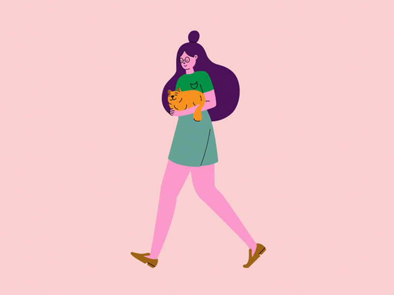 Cat Lady Walking by Lebski on Dribbble