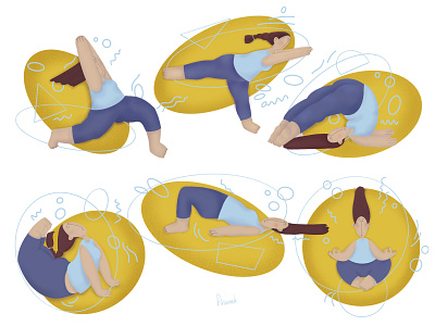 Yoga poses flat illustration series