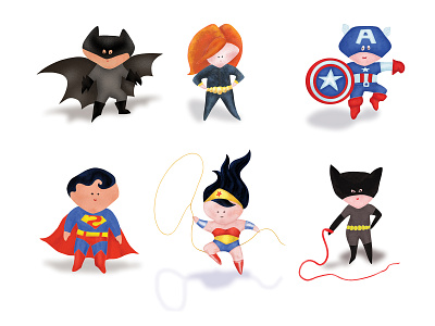 superheros dribbble shot illustration