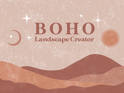 Boho Landscape Creator abstract scenes backgrounds boho diamonds digital illustration digital painting flat illustration flat illustrations landscape landscape creator stars sun and moon sunrise sunset textures wall art