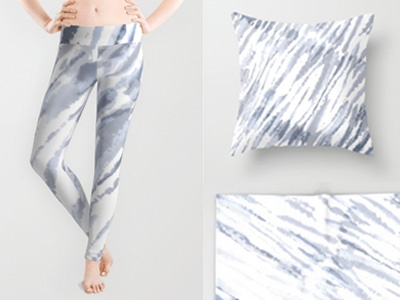 Blue and White Tie-Dye Zebra Print