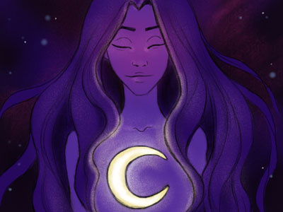 Moon Goddess galaxy girl goddess illustration moon moon goddess spiritual universe