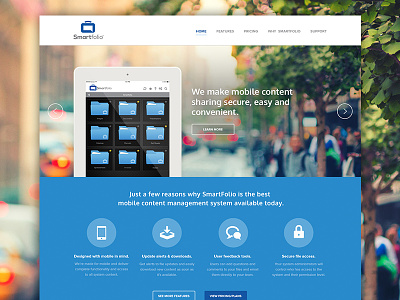 Smartfolio home page mobile sharing website web design
