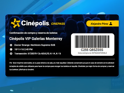 Cinépolis Cineticket Web cine cinépolis design flat pass ticket ui web