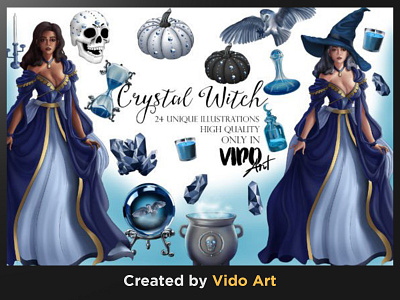 Crystal Witch Clipart Bundle poster