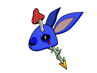 Rabbit acid animal arrow blue forest mushroom rabbit sticker