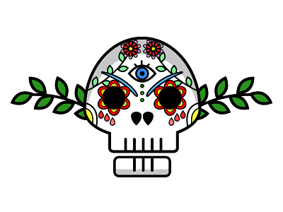 Skull creep eye herbal illustration like skull