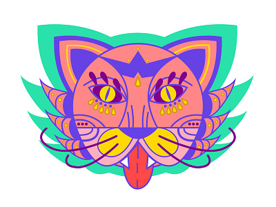 Psychedelic Cat acid cat illustration madness psychedelic