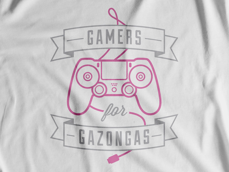 Gamers For Gazongas breast cancer design dualshock illustration playstation shirt tshirt