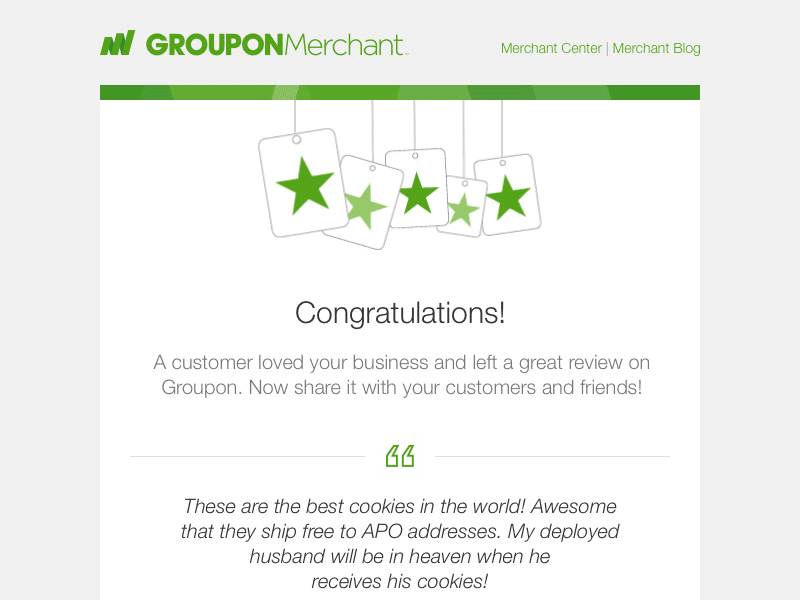 Groupon Merchant Customer Feedback Email animated animation customer design emails feedback groupon groupon merchant ratings raza raza durrani stars