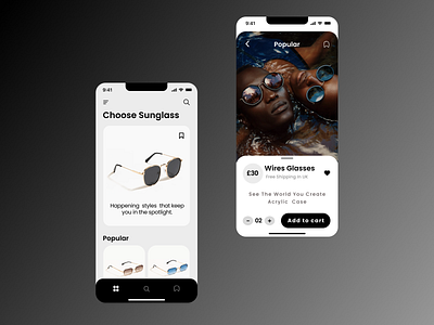 Sunglasses ordering app design 3d animation app branding design graphic design illustration logo motion graphics typography ui ux vector
