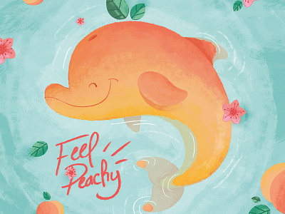 Peachy Dolphin dolphin fruit illustration peach peachy sea
