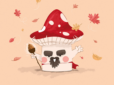 Glandalf acorn autumn autumn leaves illustration leaves magic mushroom mushrooms wizard