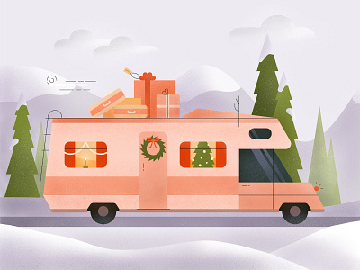 Christmas Camper Vacation camper christmas festive gifts holiday holidays illustration mountains retro roadtrip rv snow vacation