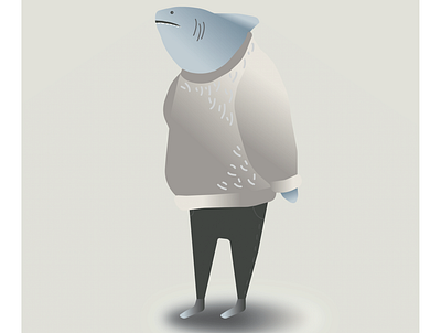 Shark wearing sweater design graphic design illustration