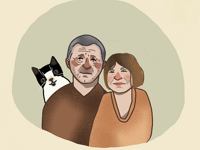 couple and a cat