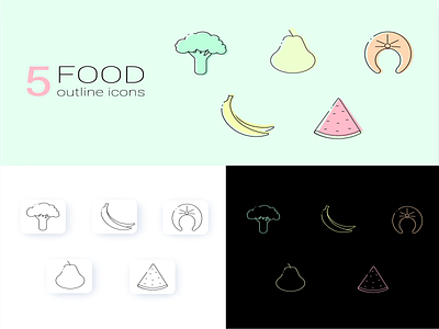 Food icons adobe illustrator design food fruits graphic design icons illustration outline vegetables