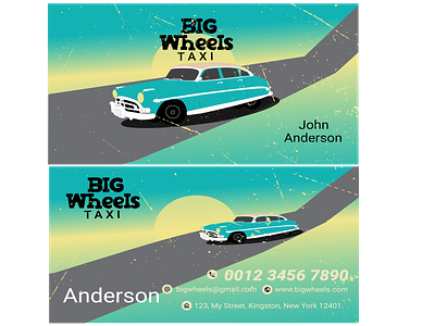 Business card adobe illustrator budsiness card design driver graphic design groovy illustration retro service style taxi