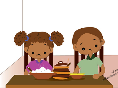Children waiting to partake in a meal animation graphic design