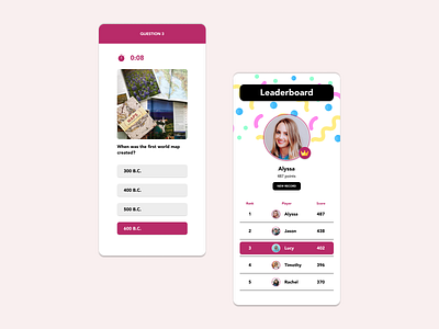 DailyUI Challenge 019: Leaderboard challenge dailyui dailyui019 design leader leaderboard mobile quiz score screen ui uxui