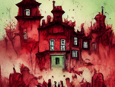 Horror House graphic design illustration