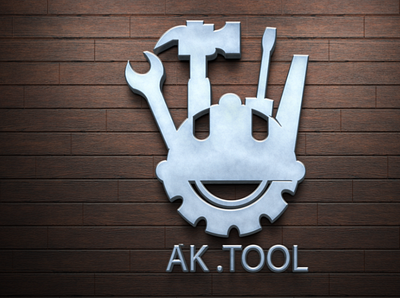 AK.TOOLS logo with Lighting Wall & silver logo mock-up effect branding graphic design logo logodesign logomockup