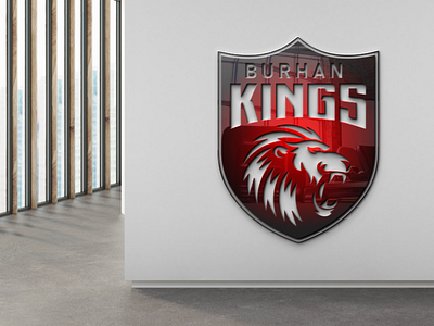 BURHAN KINGS Logo with 3D Wall logo mock-up effect