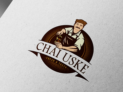 CHAI USKE Logo with 3D paper texture logo mock-up effect branding branding mockup design graphic design illustration logo logodesign logomockup