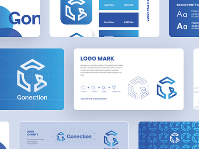 Gonection | Visual Identity Logo Design blue brand identity branding business clean connection design g letter logo global graphic idea illustration logo logo design logo idea logo identity logo mark logotype minimalist proffesional