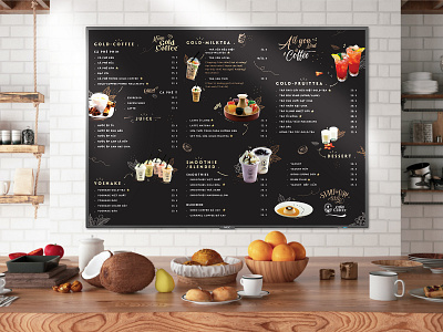 Coffee Menu & Standee - Gold Coffee brand identity branding branding design coffee menu coffee menu design creative design graphic design idea illustration menu social post standee design visual identity