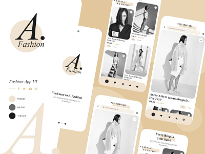 Fashion App UI Kit - A.Fashion apps branding branding design design ecommerce fashion idea iphone mockup typogaphy typography ui ui now website app website design