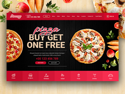 Domnoo Pizza & Restaurant PSD Template chief cook food foodie kitchen meal modern order pizza pizzeria restaurant take away