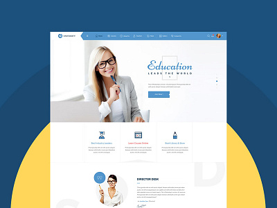 University - Education & Smart Learning Bootstrap PSD Template academy books course education elearning learning management system school teaching training training center university
