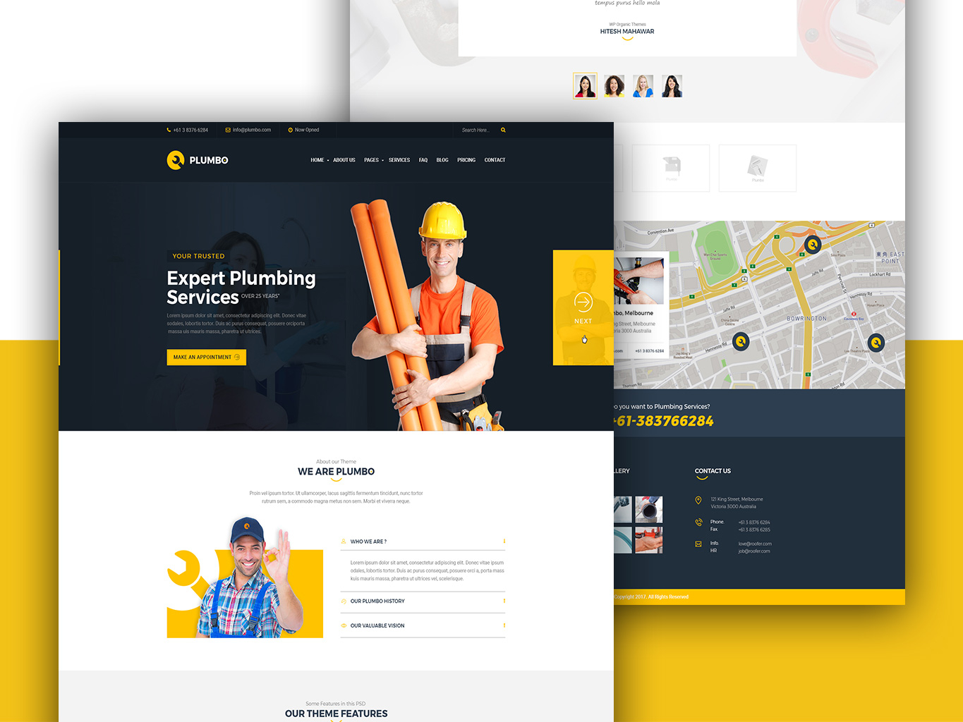 Plumbo - Plumbers PSD Template by Rajendra Limbola on Dribbble