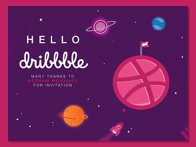 Hello dribbble design flat illustration vector