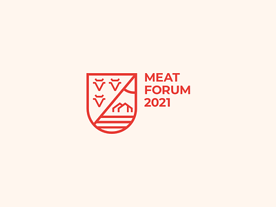 Meat Forum agriculture agro agronomy beef branding bull castle coat of arms cow design emblem identity logo mark meat red shield
