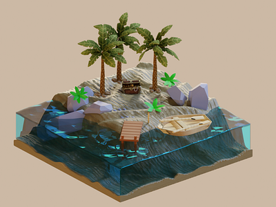 Tropical scene 3d 3dmodel art blender landscape scene