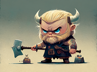 Viking art artwork ax brave cartoon character character design comic design digital art drawing illustration nft vector art viking