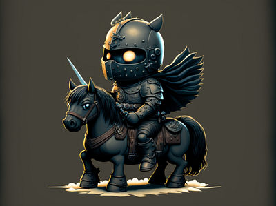 Dark Knight armour art artwork blade cartoon character character design comic cute dark design drawing fantasy horse illustration knight nft