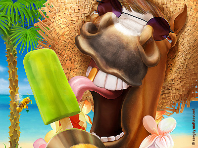 the horse on vacation beach bee fun glasses holiday horse ice cream sea sun tongue